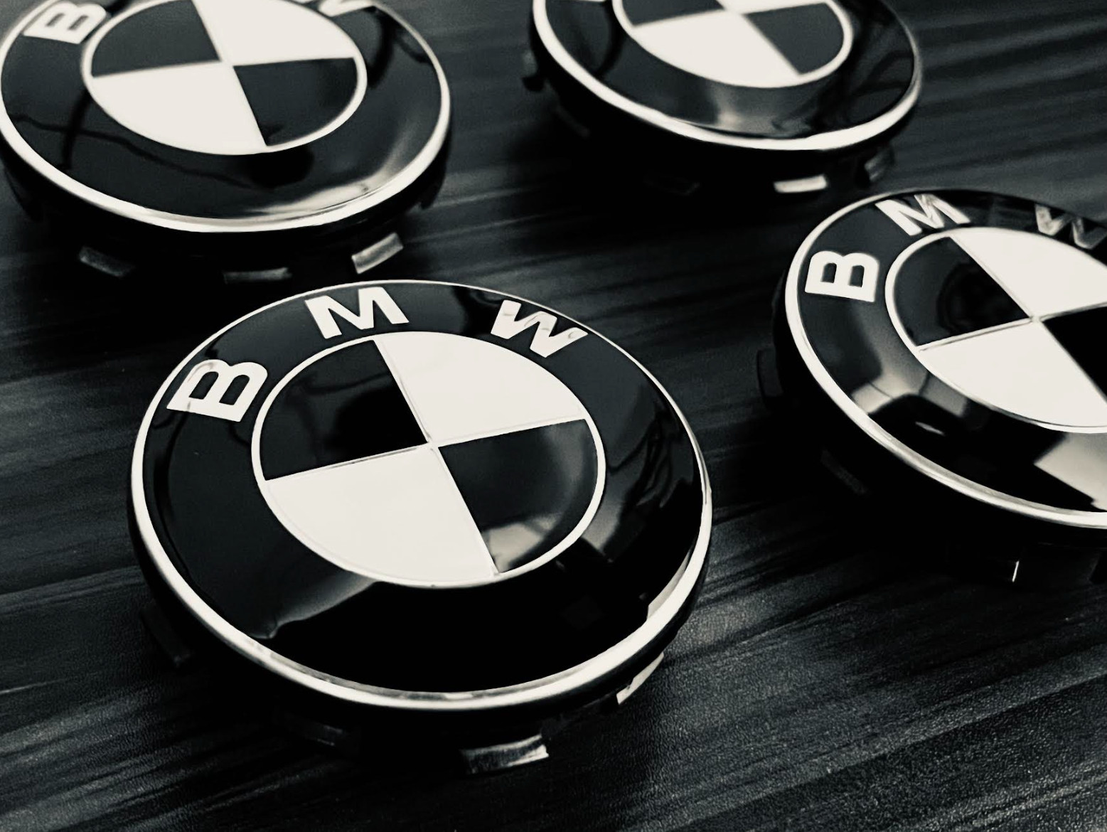 68MM Black & White FLOATING Wheel Center Caps For (Set of 4) – #1