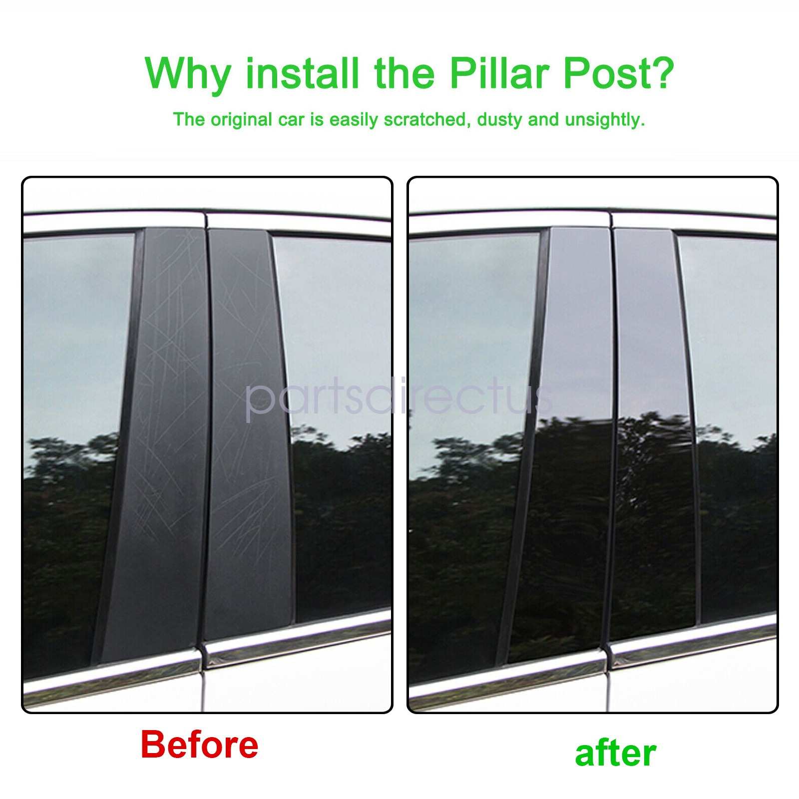 For Chevrolet Malibu 16-21 6pcs Black Window Pillar Post Door Trim Cover Set