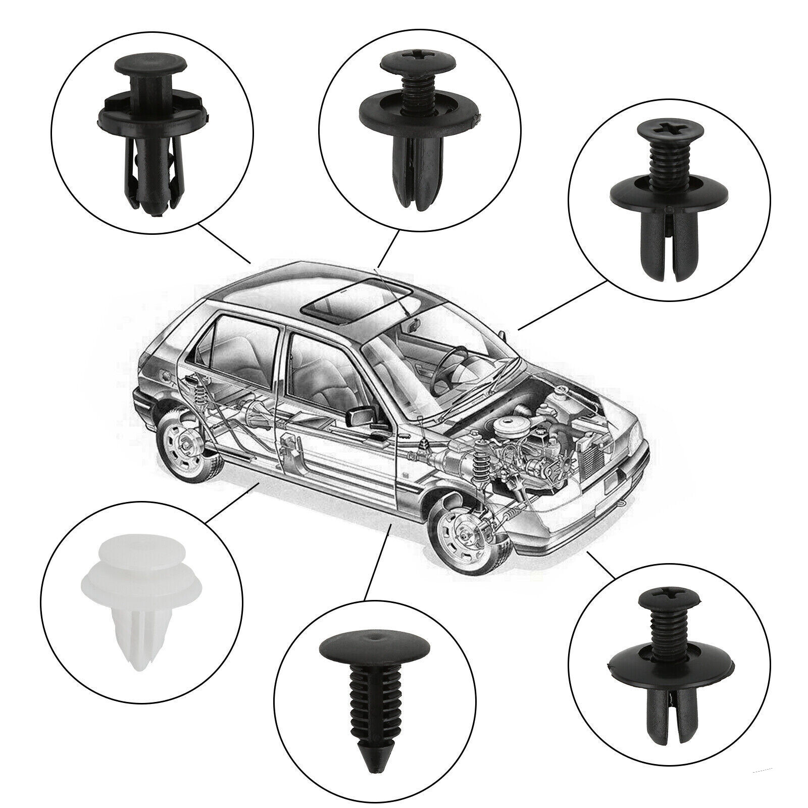 For Subaru Bumper Hood Clips Retainer Rivet Fastener Fender Push Pin 100Pcs