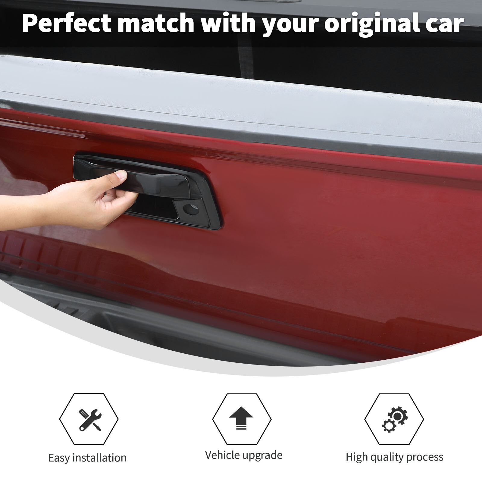 For 2015+ Chevy Colorado/CANYON Top Mirror + Door Handle + Tailgate Covers Black