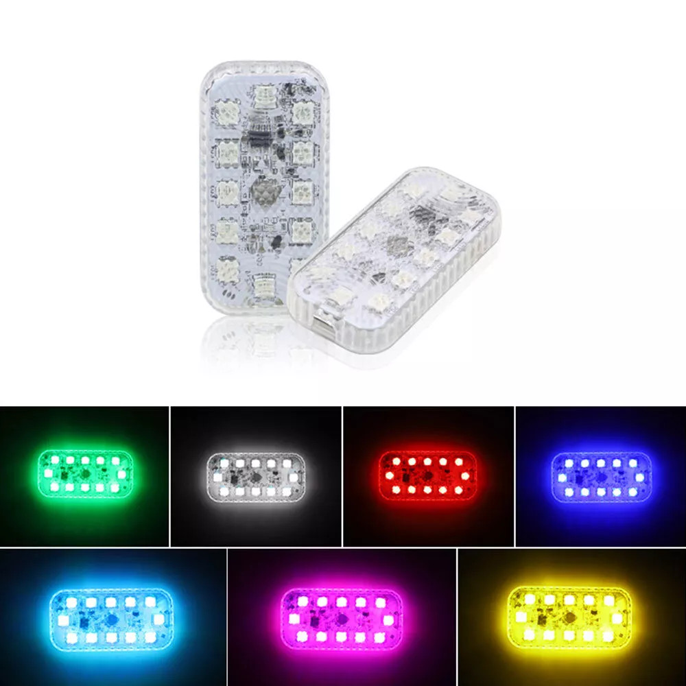 2×Multicolor LED Light Car Atmosphere Ambient Lights Bright Lamp Car Accessories