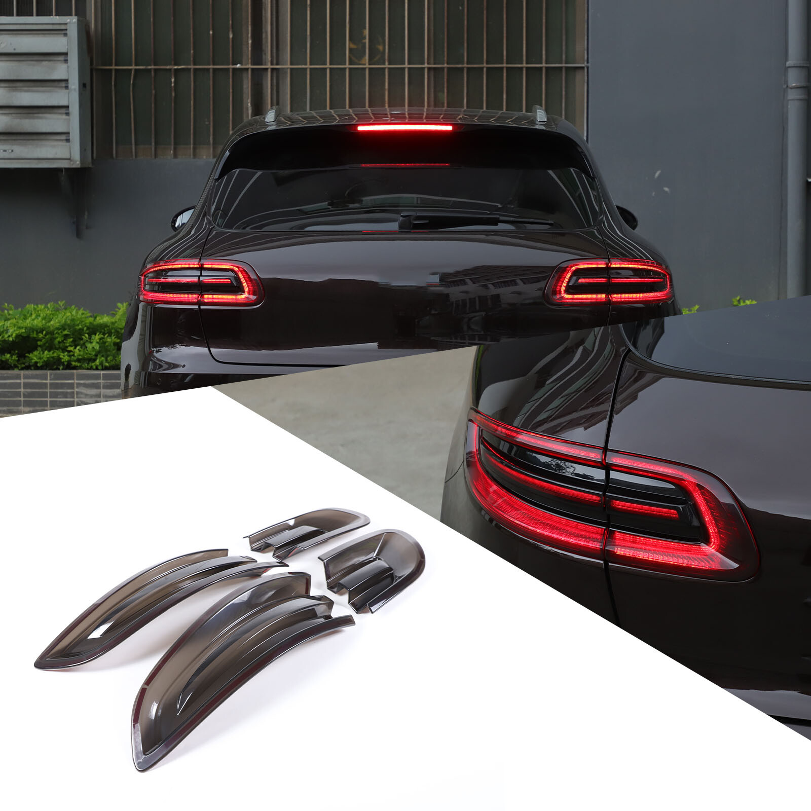 Smoked Black Rear Tail Light Guard Cover Trim For Porsche Macan 95B 2015-2018