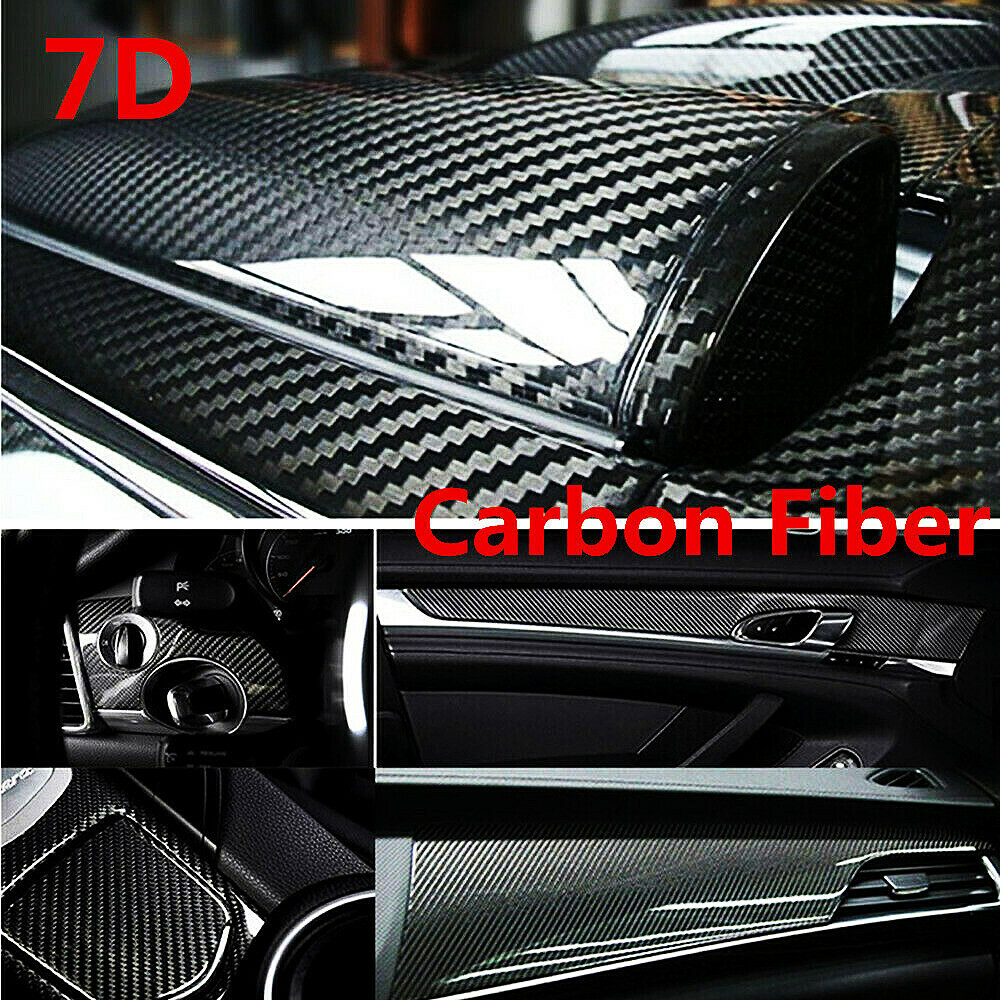 5D Gloss Forged Carbon Fiber Black GOLD Vinyl Car Wrap Film Sticker Decal Sheet