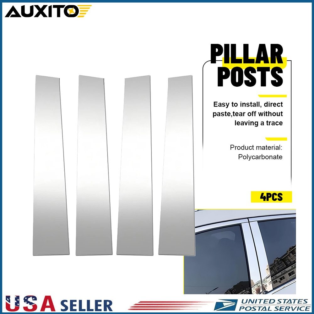 Gloss Chrome Pillar Post Trim Kit Fits 2019-2025 Dodge Ram 1500 Crew Cab 4PCS