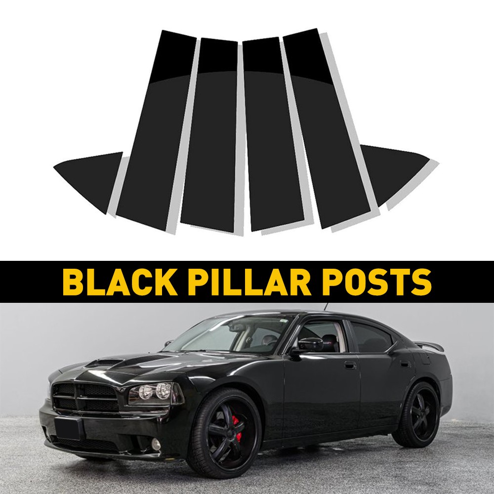 US Pillar Window Door Posts Trim Cover For Dodge Charger 2006-2010 Glossy Black