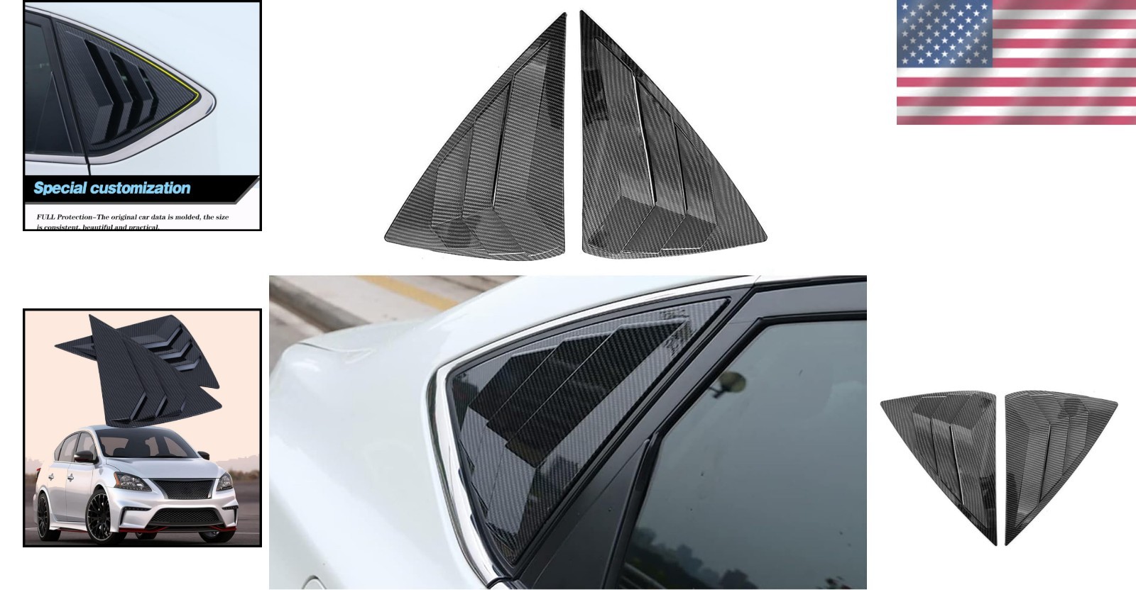 Custom Fit Rear Side Window Louvers for Sentra 2012-2019 – Enhance Your Ride!