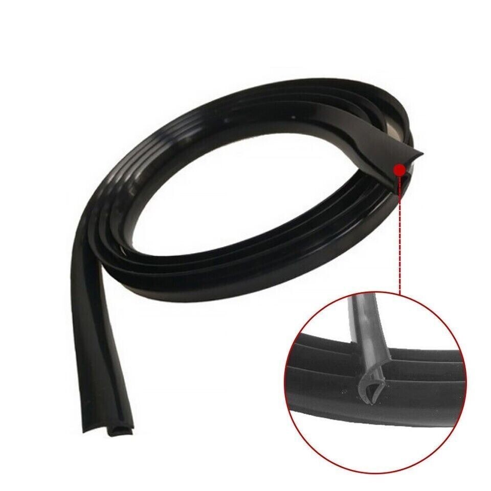 1.7M/ 5.6Ft Windshield Cowl Rubber Seal Strip, H-Shape Black Molding Trim Strips