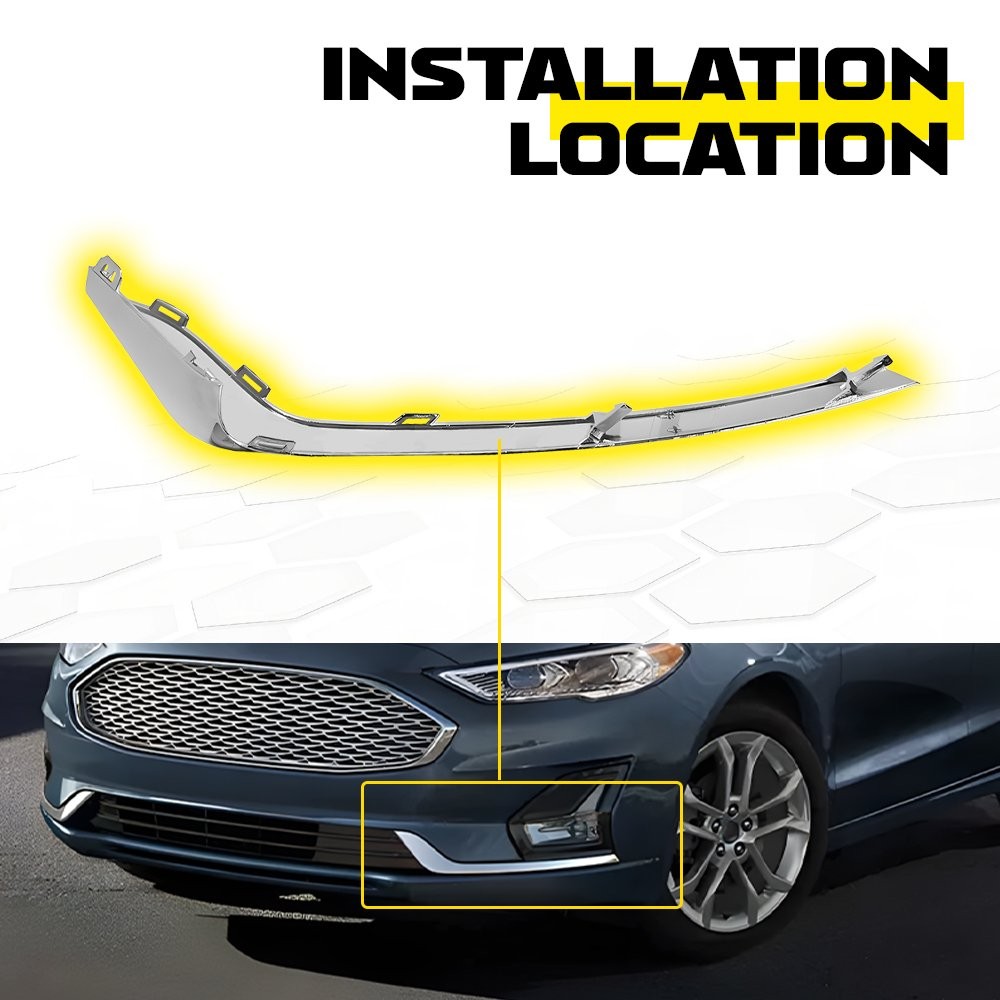 LH RH Front Bumper Fog Light Lamp Strip Trim For 2019 2020 Ford Fusion Chrome 2-
