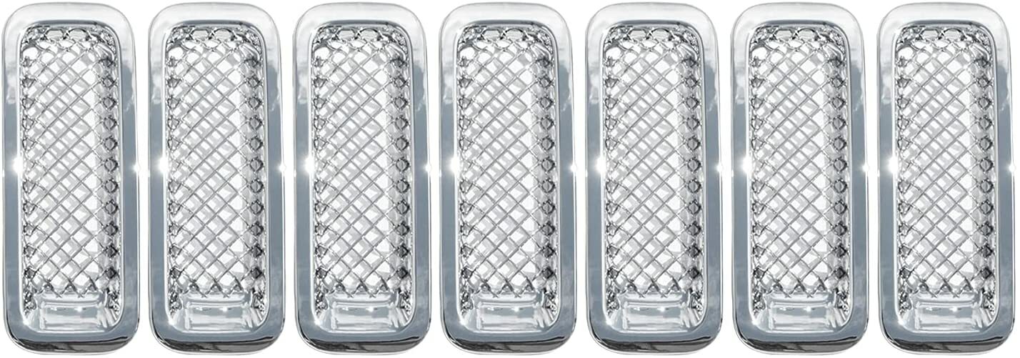 7pcs Chrome Insert Grille Mesh Grill Cover Bezel for Jeep Patriot Accessories