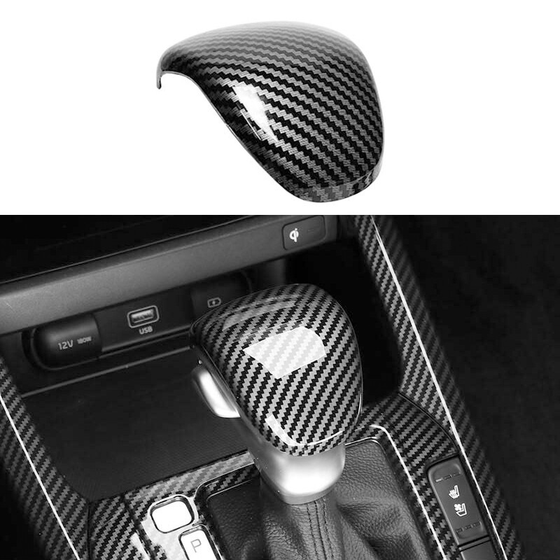 Carbon Fiber ABS Gear Shift Knob Lever Cover Trim For Kia Telluride Forte Seltos