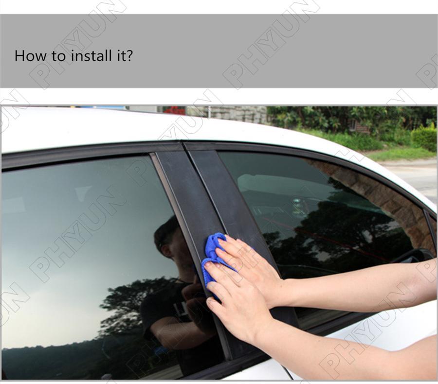 4pcs Glossy Piano Black Polycarbonate Car Door Trim Pillar Posts For Ford Fiesta