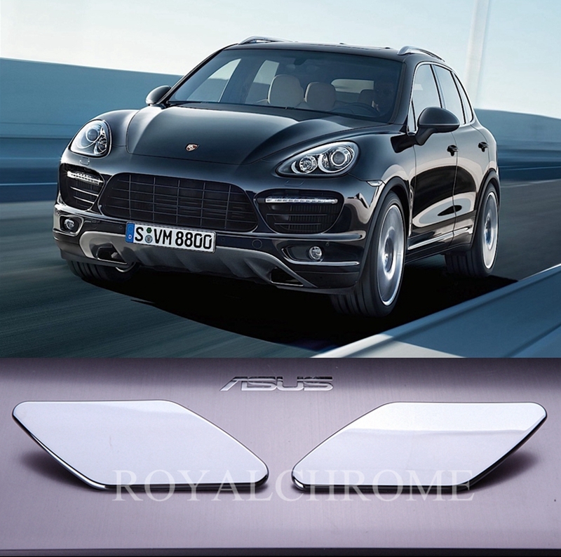 US STOCK x2 CHROME HeadLight Washer Jet Covers for PORSCHE CAYENNE 958 11-17