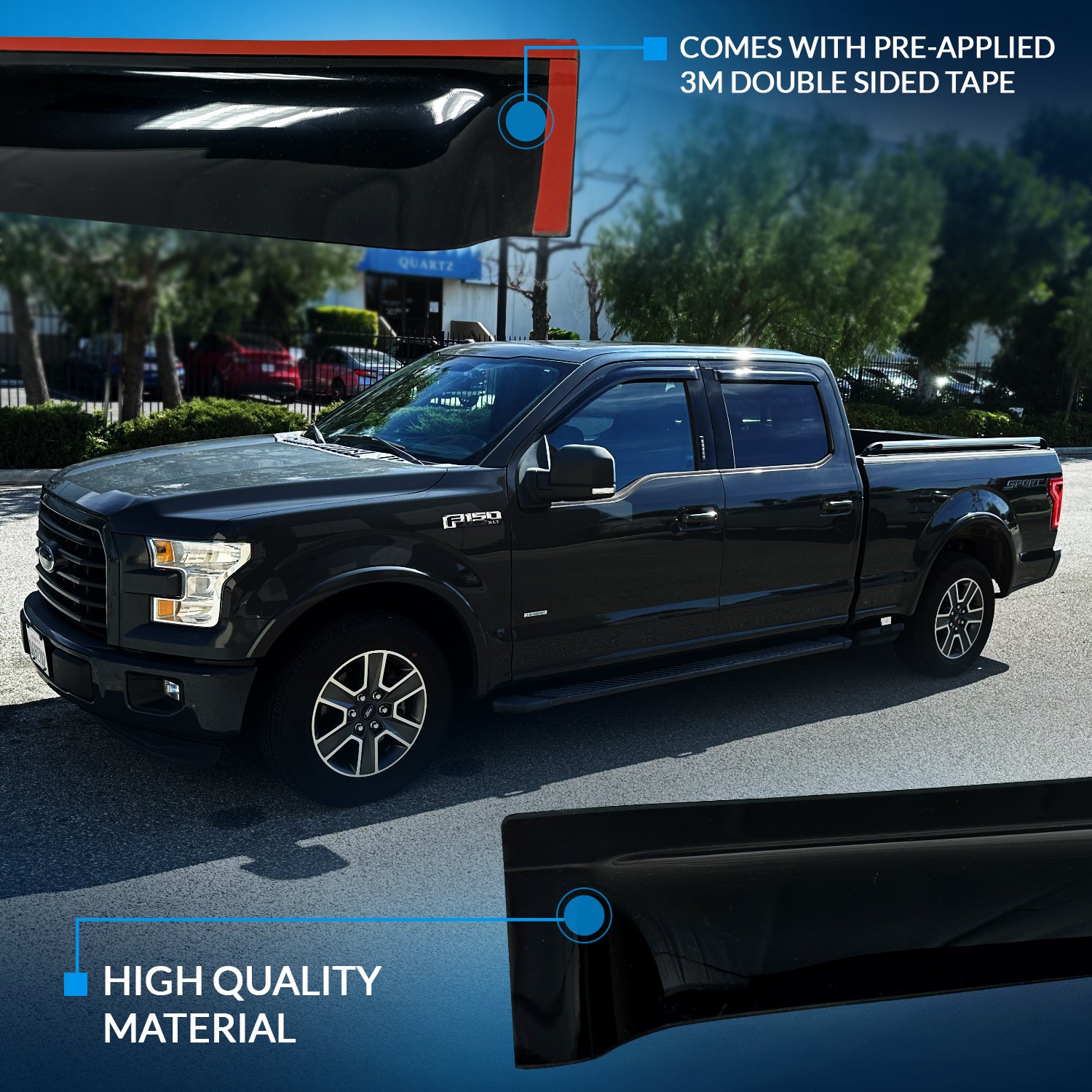 For Chevrolet Cruze 2011-2015 Black Out-Channel Window Rain Guards Visor 4pc Set