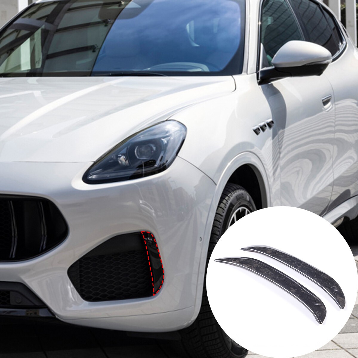 Real Carbon Fiber Front Fog Light Frame Trim Cover for Maserati Grecale 2023-24