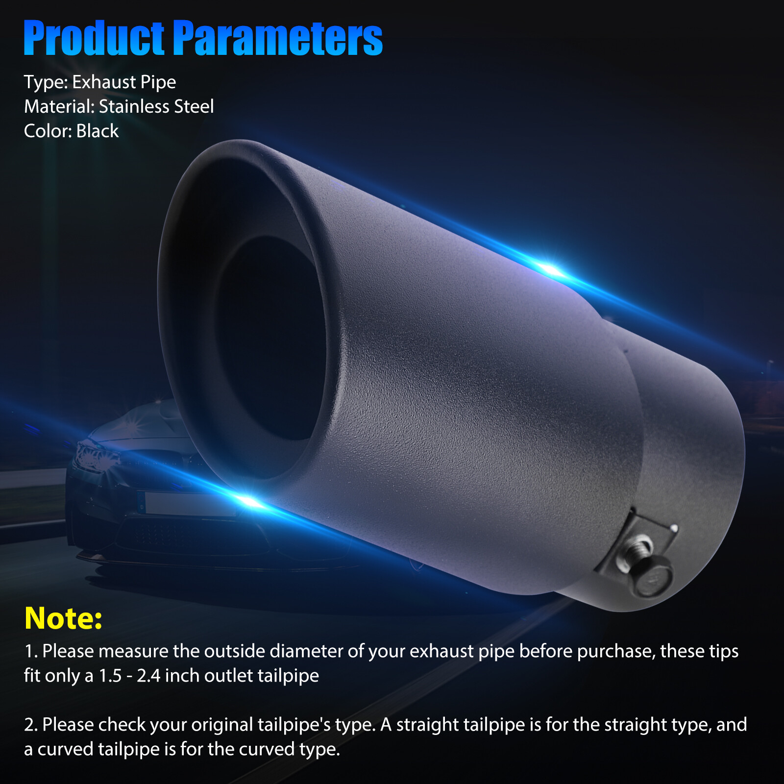 Car Auto Stainless Steel Rear Exhaust Pipe Tail Muffler Tip Round Accessories US