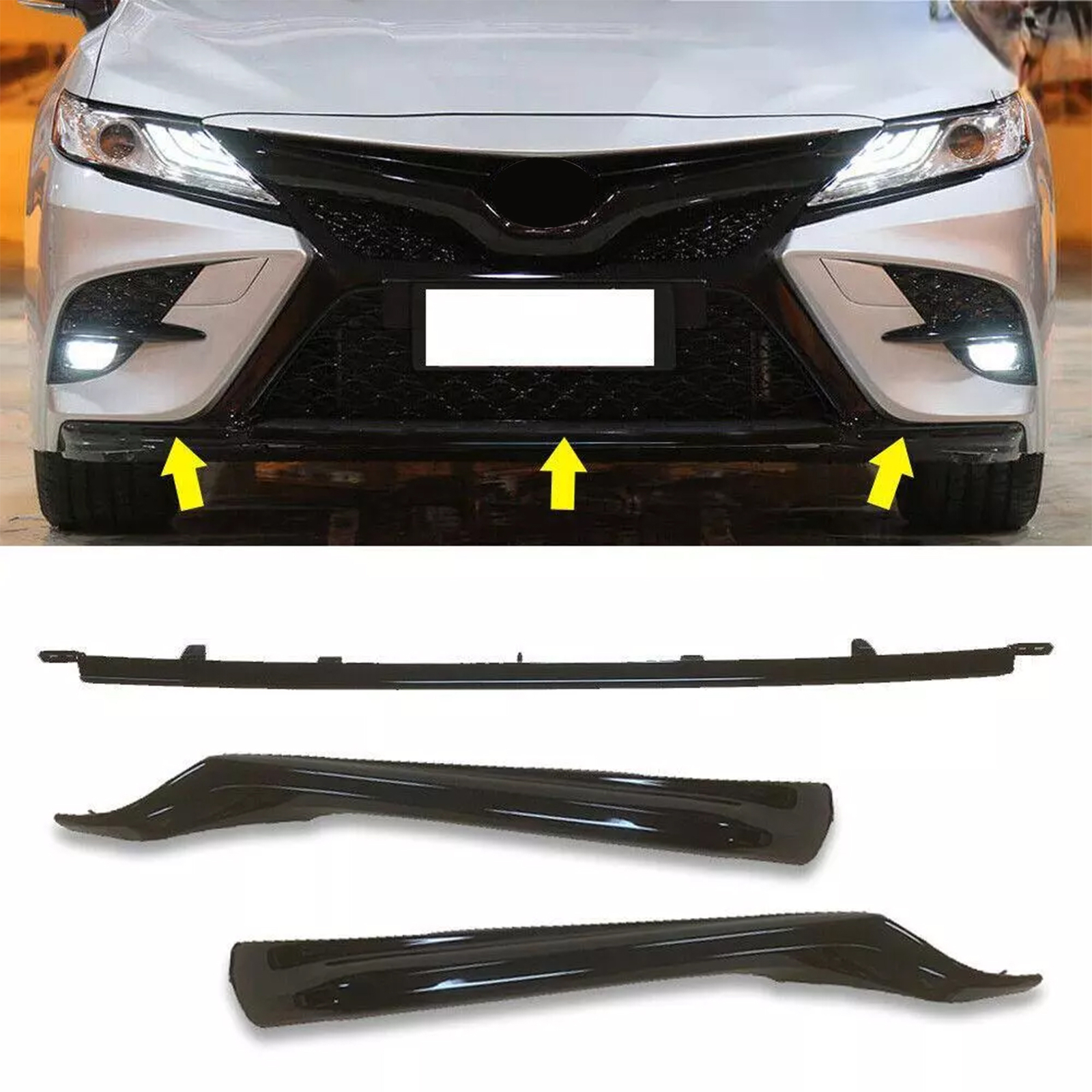 For 2021-2024 Toyota Camry SE XSE Glossy Black Front Lower Grille Trim Molding