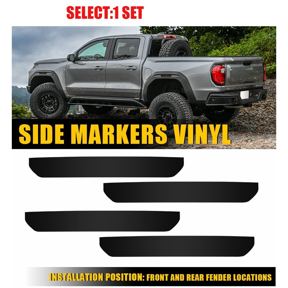 Precut Side Marker Tint Overlay Kit For 23-25 GMC Canyon Black Vinyl Wrap 4-40x