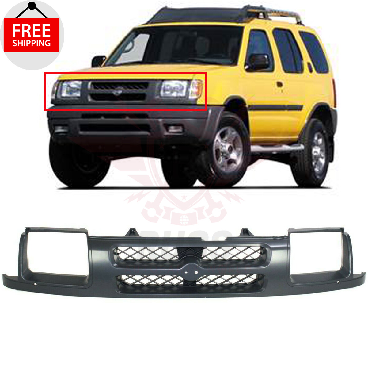 For 2000-2001 NISSAN XTERRA Front Grill Grille Assembly Dark Gray Shell & Insert