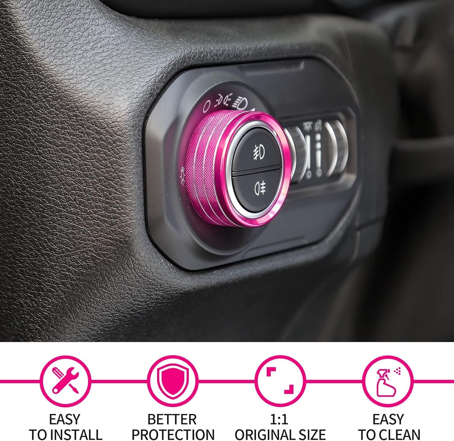 Aluminum Alloy Pink Switch Covers for Jeep Wrangler JL & Gladiator JT 2018-2023