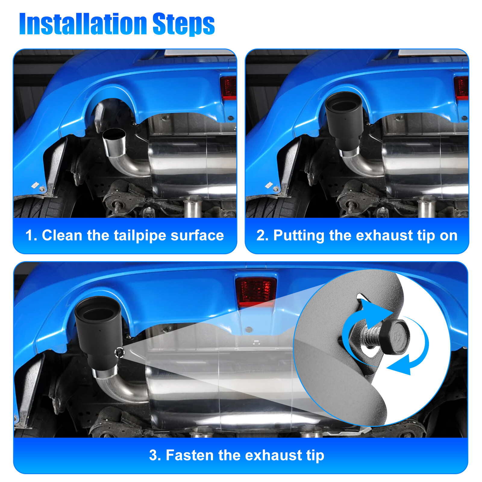 Car Auto Stainless Steel Rear Exhaust Pipe Tail Muffler Tip Round Accessories US