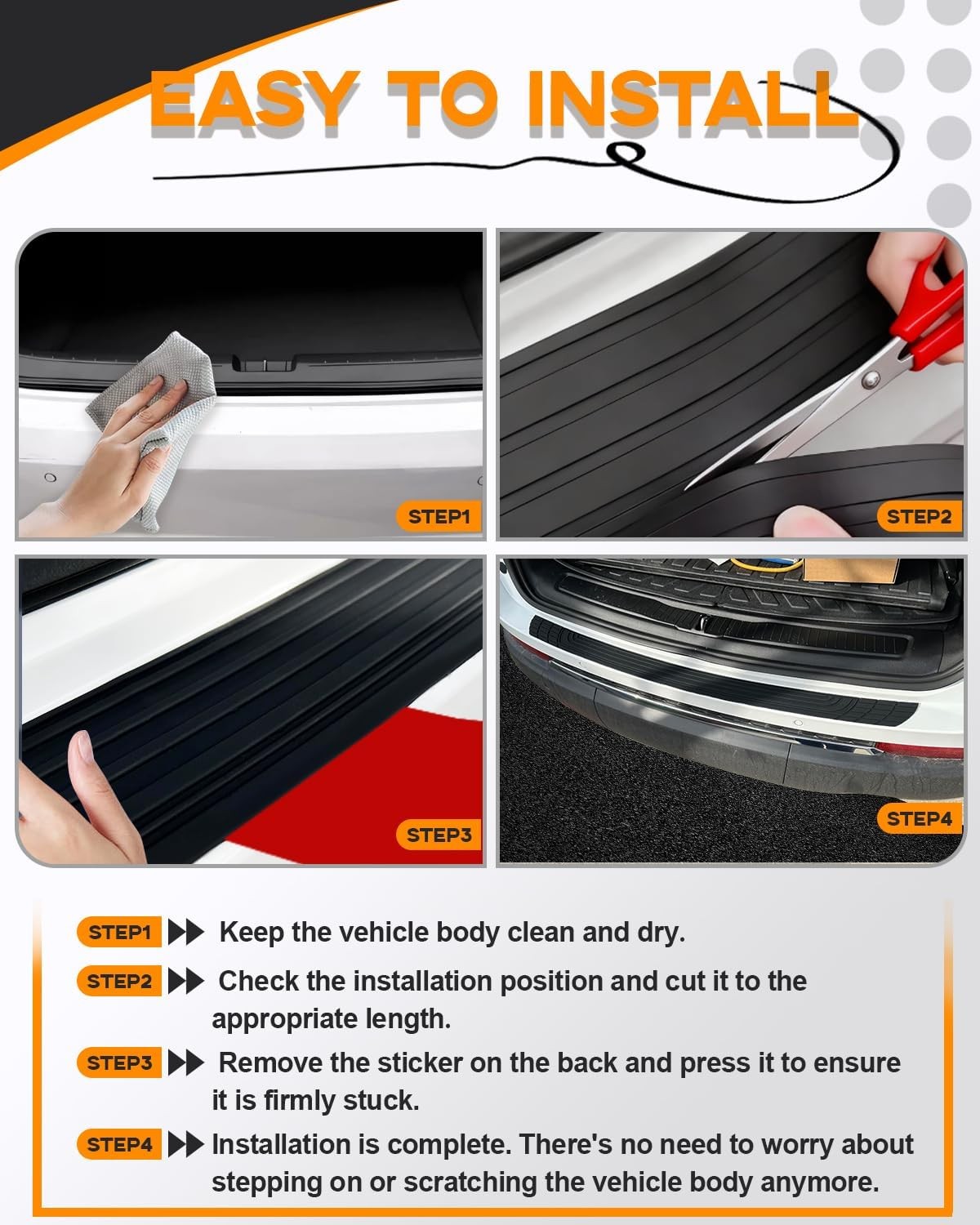 Rear Bumper Guard PVC Protector Trim Cover Scuff Black for Chrysler Accessories