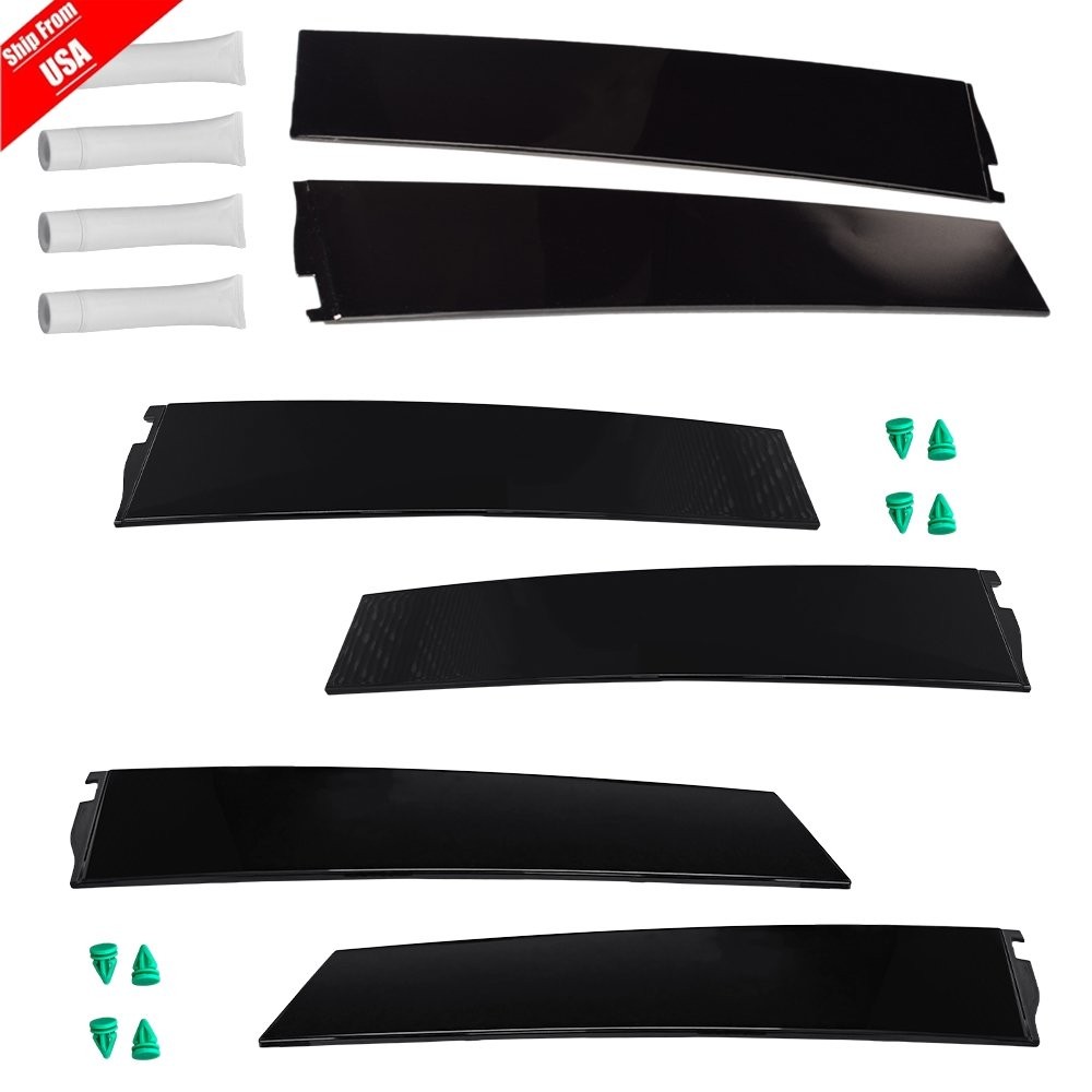 6x Rear Door Applique Set Gloss Black For 2015-2018 Chevrolet Suburban GMC Yukon