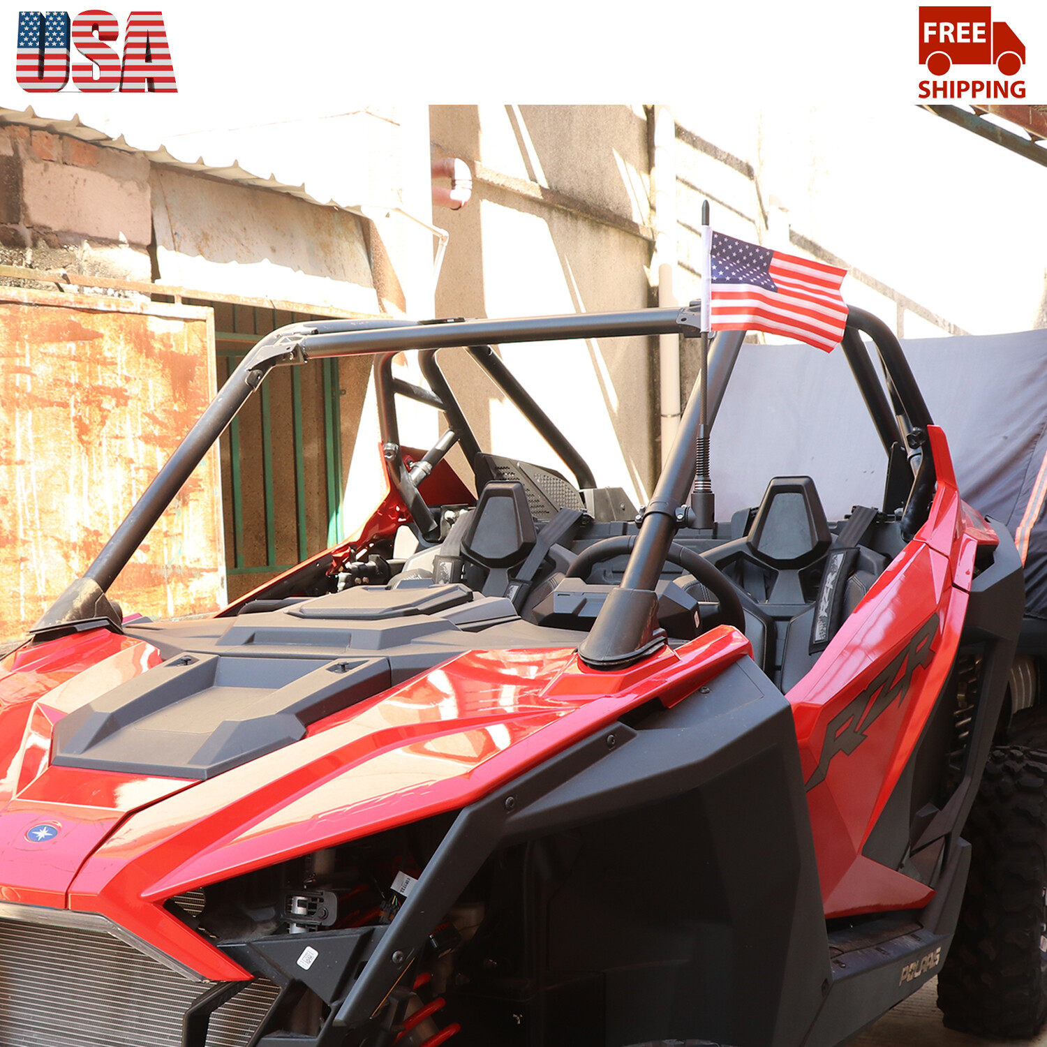 For Polaris RZR Ranger 2015-2020 1PCS US Flag Front Hood Flagpole Mount Holder