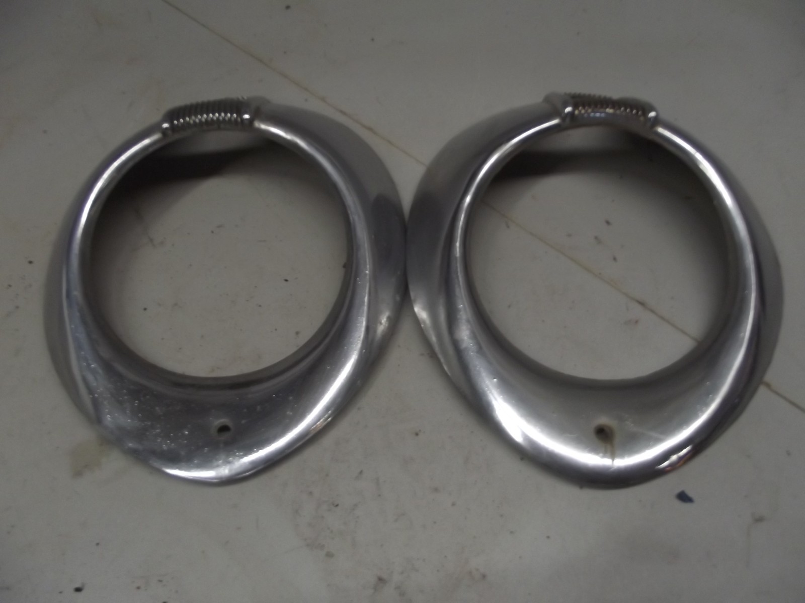 1940 Ford Deluxe OEM Front Headlight Chrome Bezels Trim Set Left Right Used