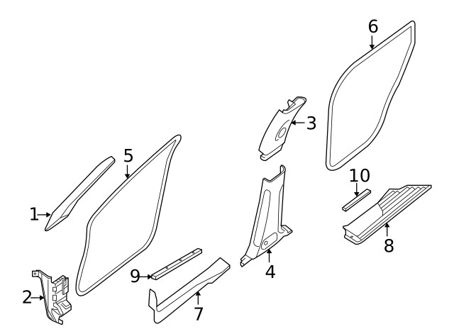 Genuine Nissan Body A-Pillar Trim Panel 76912-3KA1A