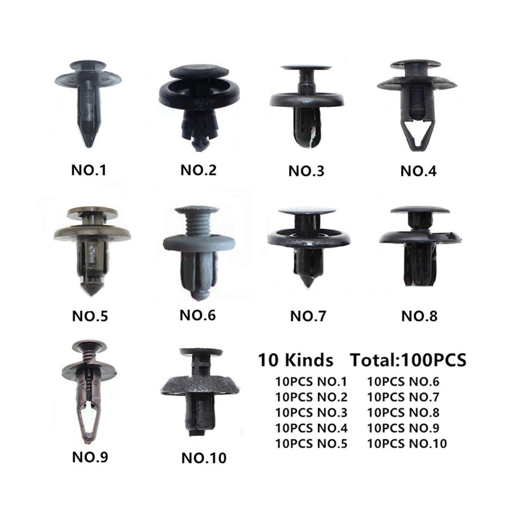 100Pcs/Set Bumper Clips Car Hole Plastic Screw Rivets Fastener Fender Push Pin