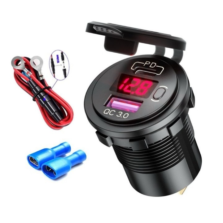 Dual USB Car Fast Charger Socket Power Outlet LED 3 Color Waterproof Free Ship