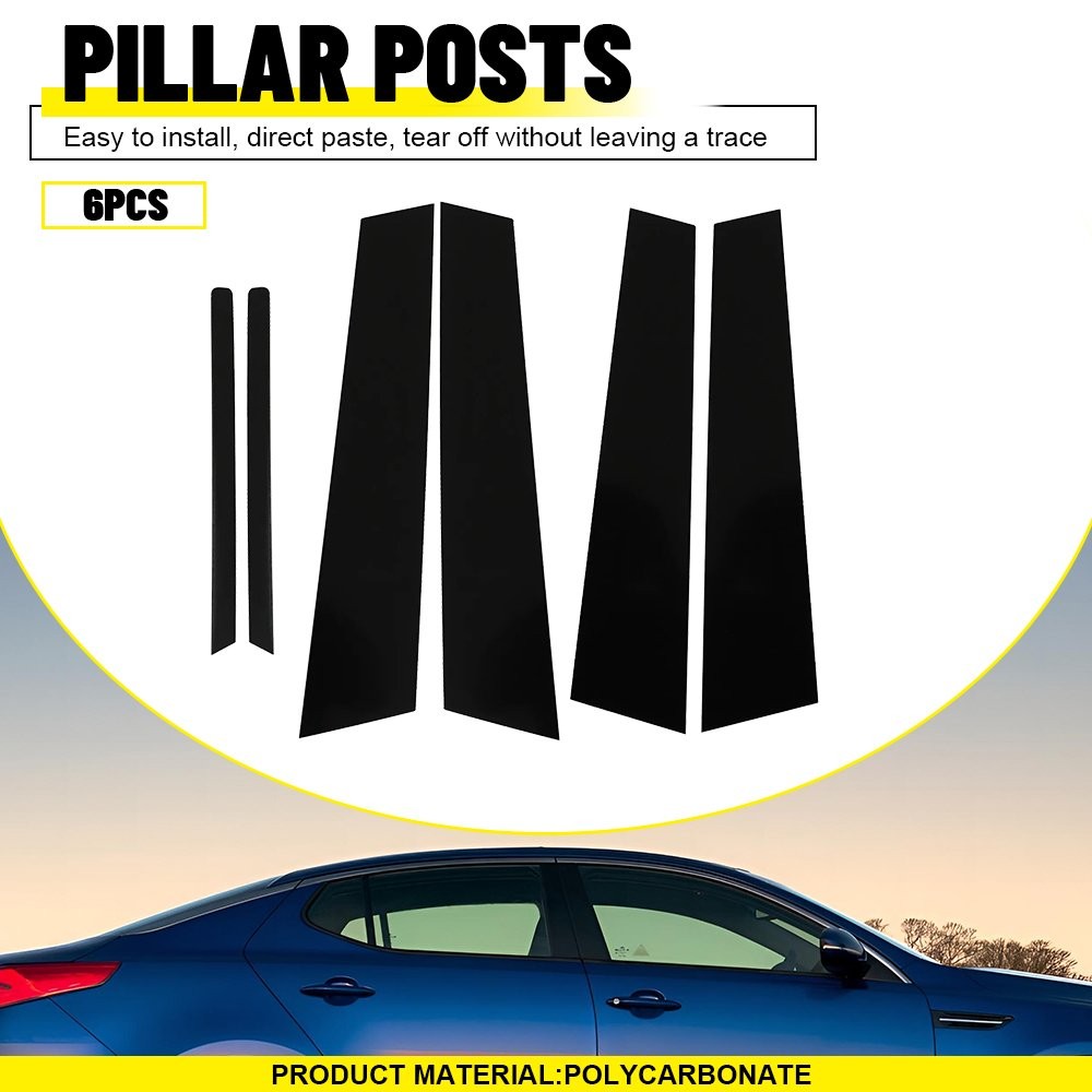 US Ship Black Window Pillar Posts Door Trim Cover For Kia Optima 2011-2015 6pc