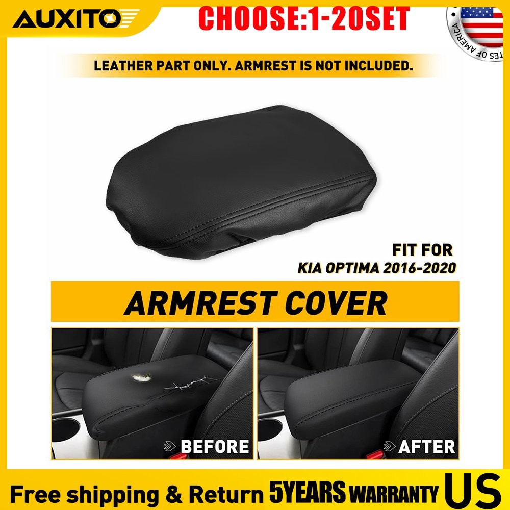 For Kia Optima 16-20 Center Console Armrest Top Cover Leather Black Color 1-10X