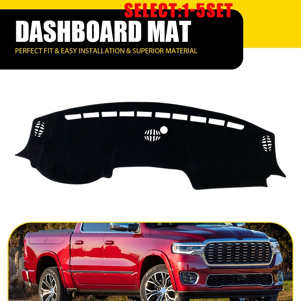 Anti-Slip Dashboard Mat Cover For Dodge Ram 1500 3500 19-25 Black Carpet 1-5X