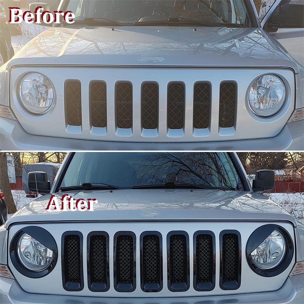 2PCS Left Right Front Headlight Light Cover For Jeep Patriot 2011-17 Accessories