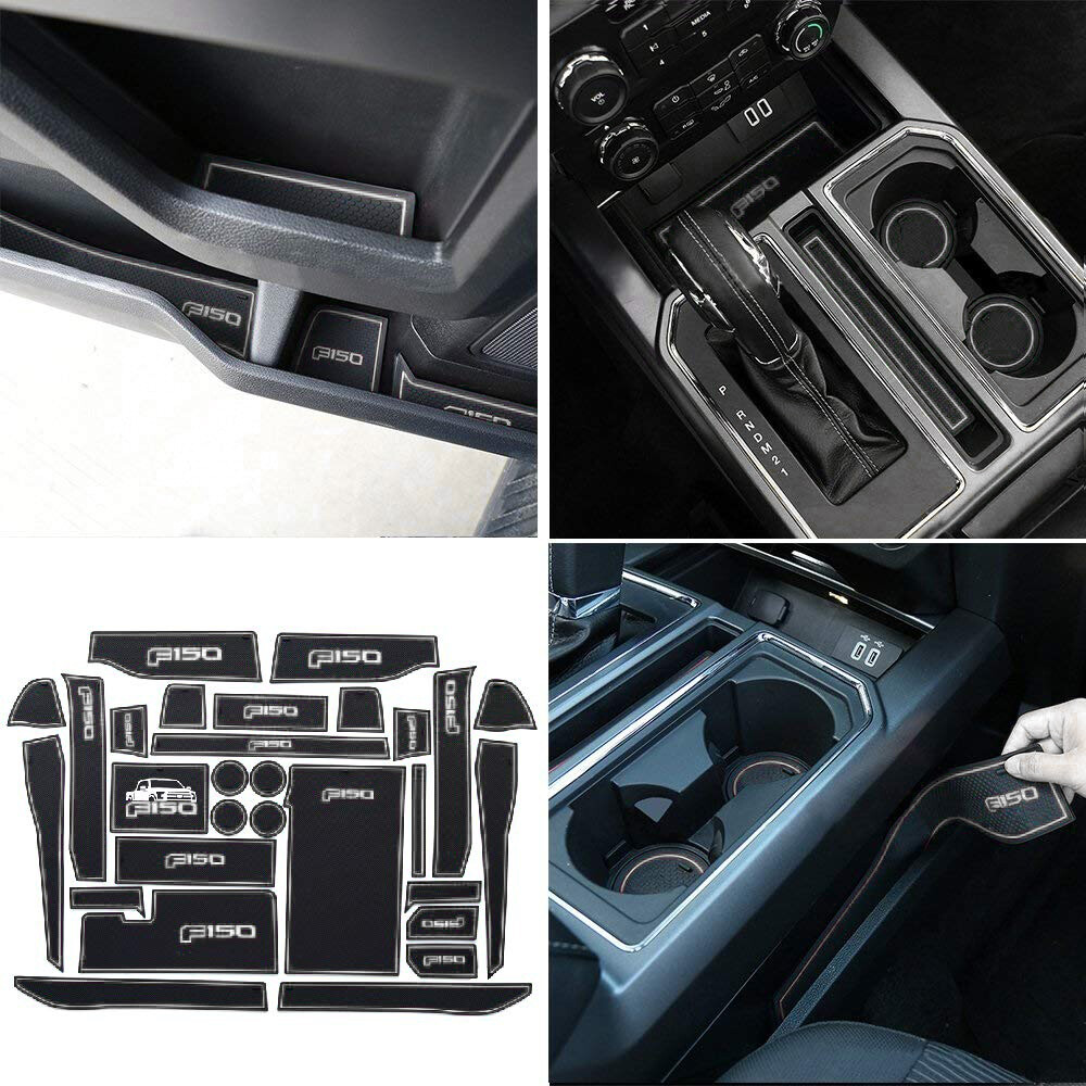 Liner Inserts 2015-2020 for Ford F-150 Cup Holder Door Center Console Mats White