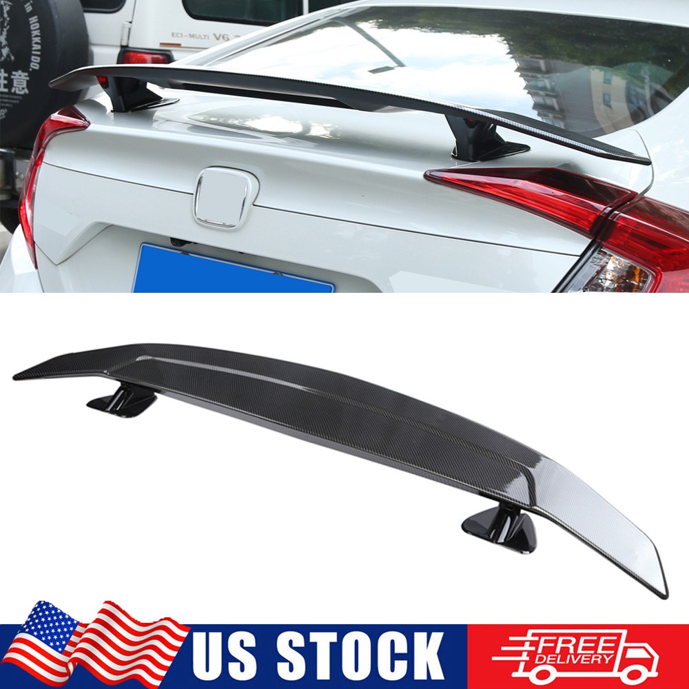 47″ / 1.2M Rear Upper Trunk Spoiler Lip Trunk Wing Carbon Fiber Black Universal
