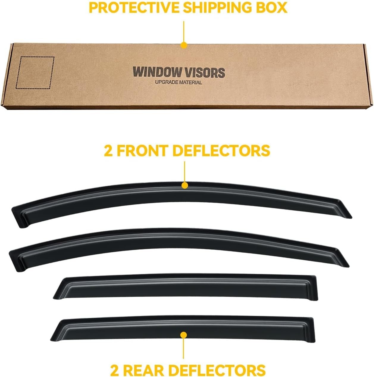 Window Visor for 2008-2017 Buick Enclave Rain Guards Dark Smoke Tape-On 4PCS