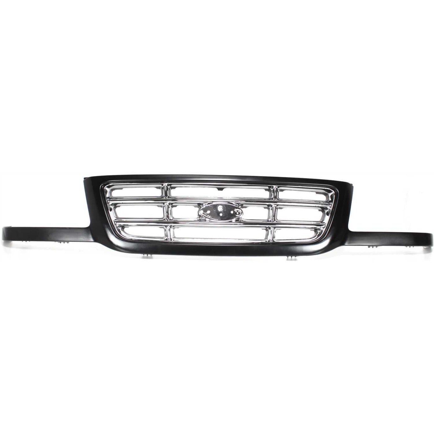 Grille For 2001-2003 Ford Ranger Black Shell w/ Chrome Insert Plastic