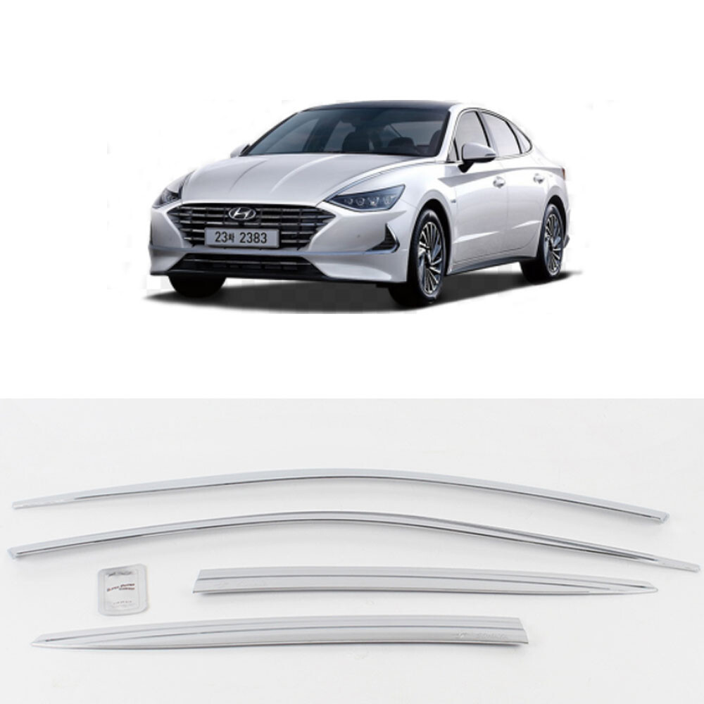 Chrome Window Visor Sun Rain Vent Guard 4P D224 Set for Hyundai Sonata 2020-2022