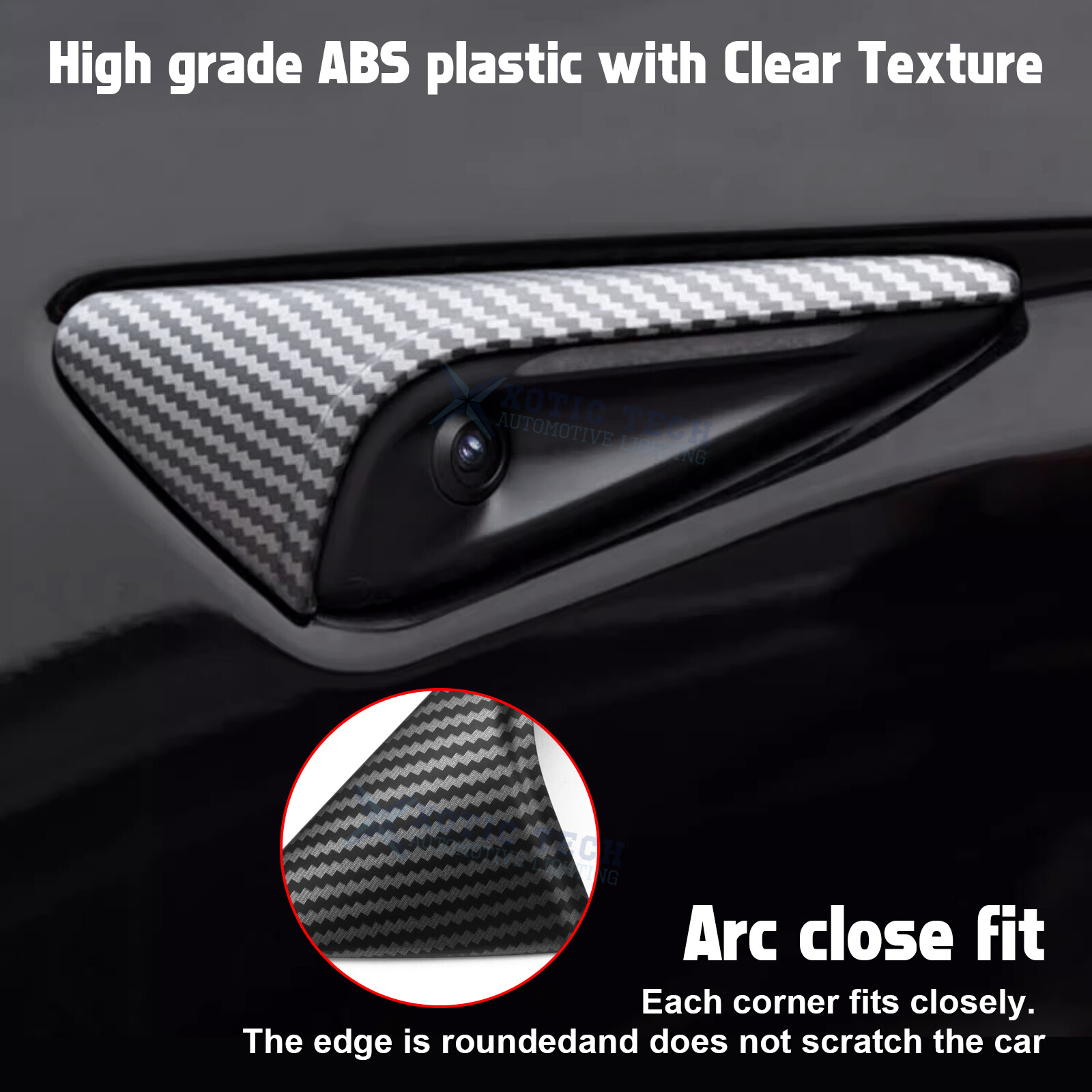 For Tesla 2024 HW4.0 Side Fender Camera Half Cover Matte Carbon Fiber Body Trim
