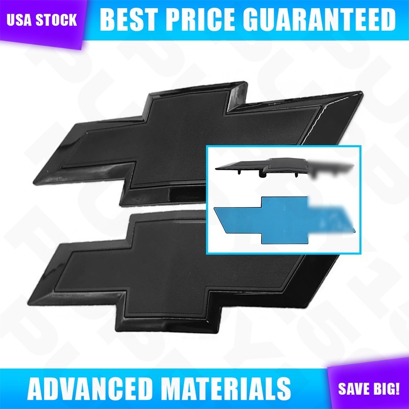 Fit For Silverado 1500 2500HD 3500HD Black Grille & Rear Tailgate Bowtie Emblems