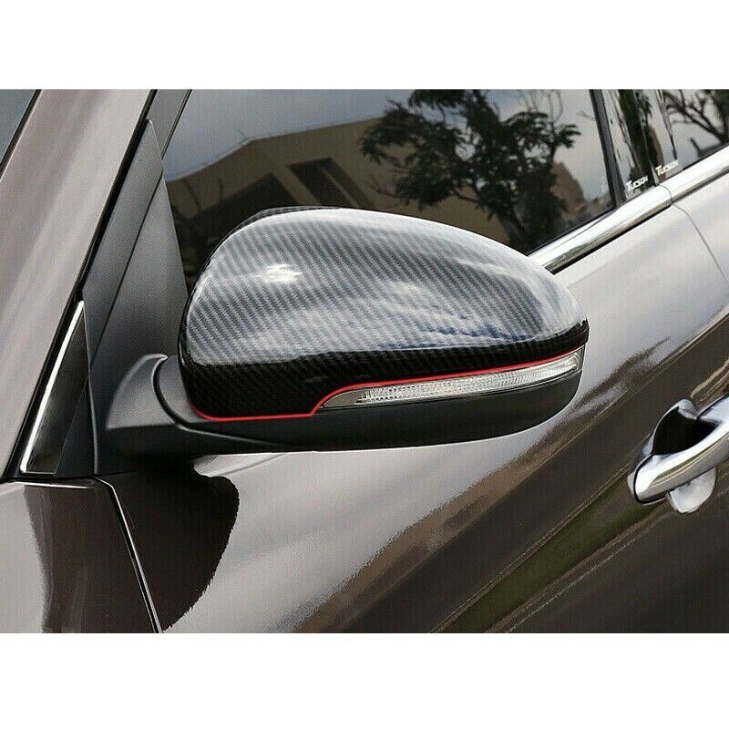 Carbon Fiber Black Side Door Mirror Cover Trim 2pcs For Hyundai Tucson 2016~2020