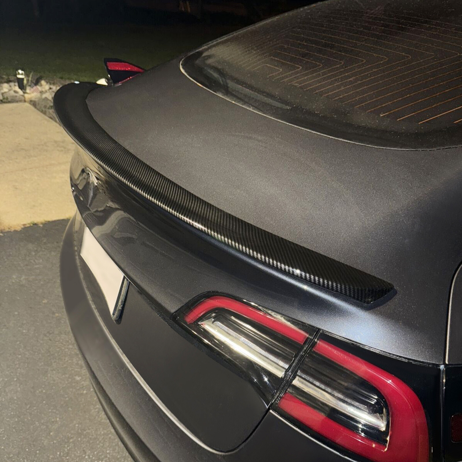 For Tesla Model 3 2017-2023 Rear Trunk Lip Spoiler Carbon Fiber Look Duck Tail