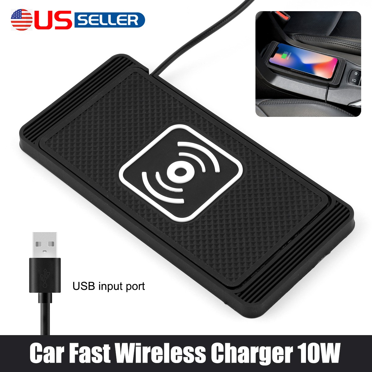 For iPhone Apple Samsung Wireless Fast Charging Car Phone Charger Silicone Pad