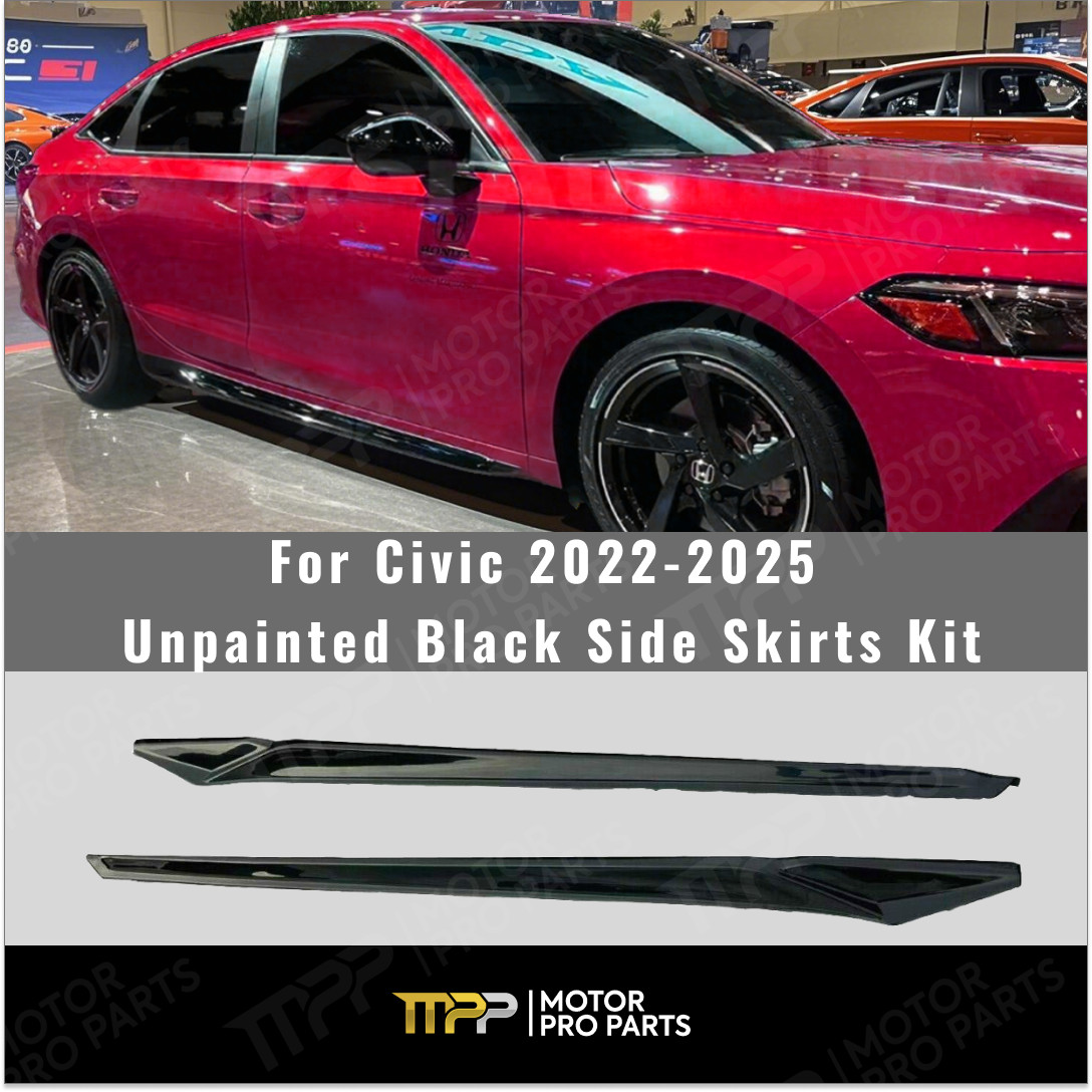 Fits Honda Civic 2022-25 Unpainted Black Car Skirt Automobile Exterior Body Kits