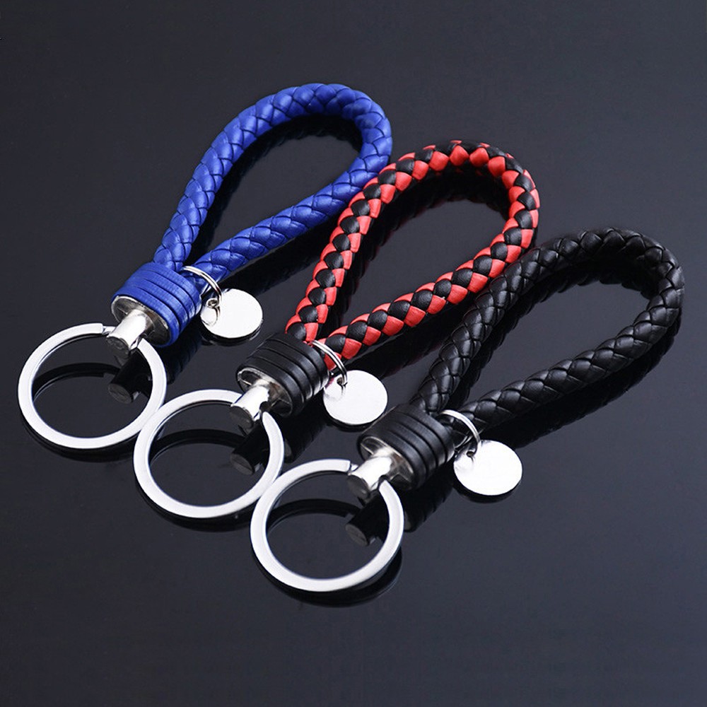 Car Accessories Keychain Leather Rope Strap Weave Keyring Key Chain Multicolor