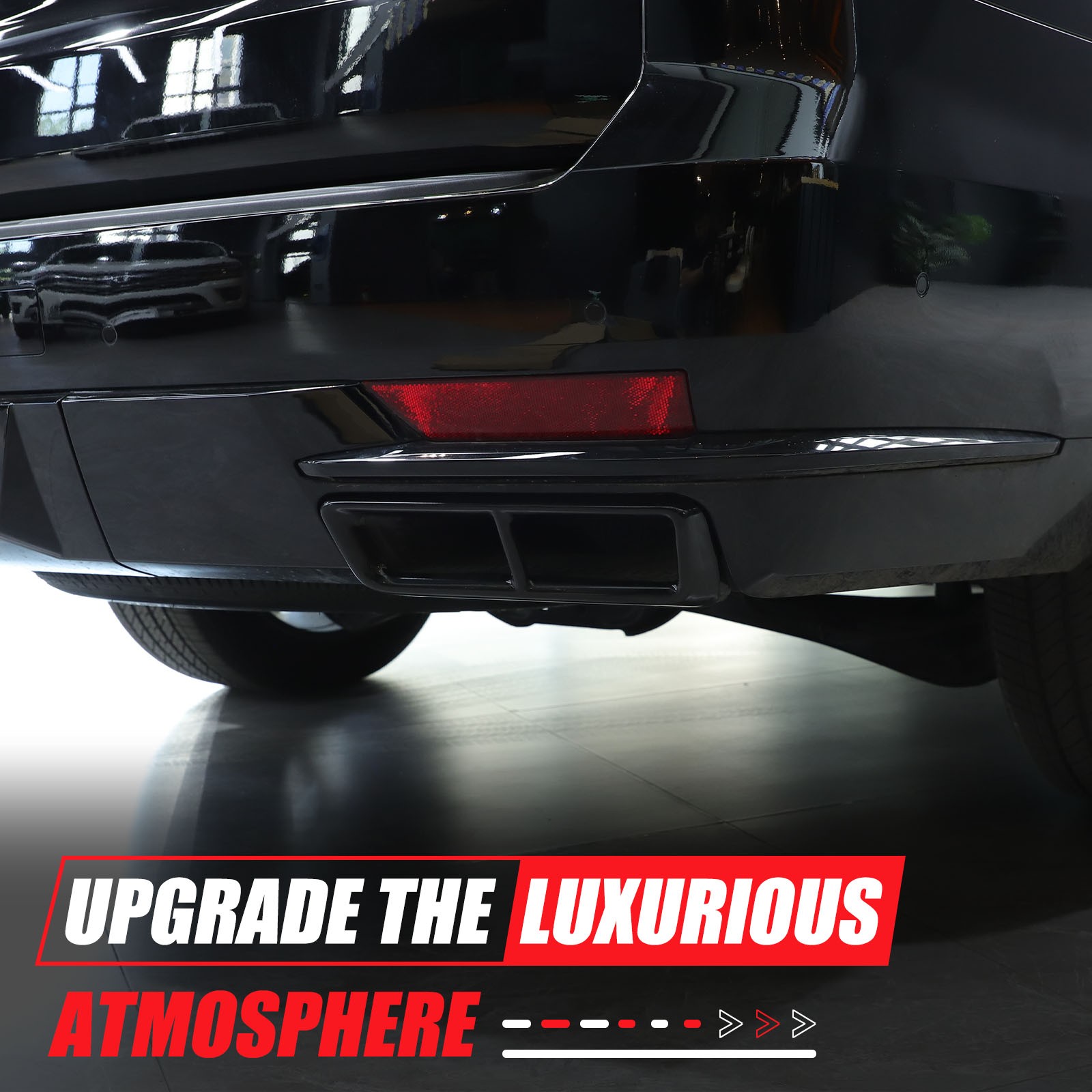 Gloss Black Exhaust Pipe Protect Cover Trims For Cadillac Escalade 2021-2023 2PC