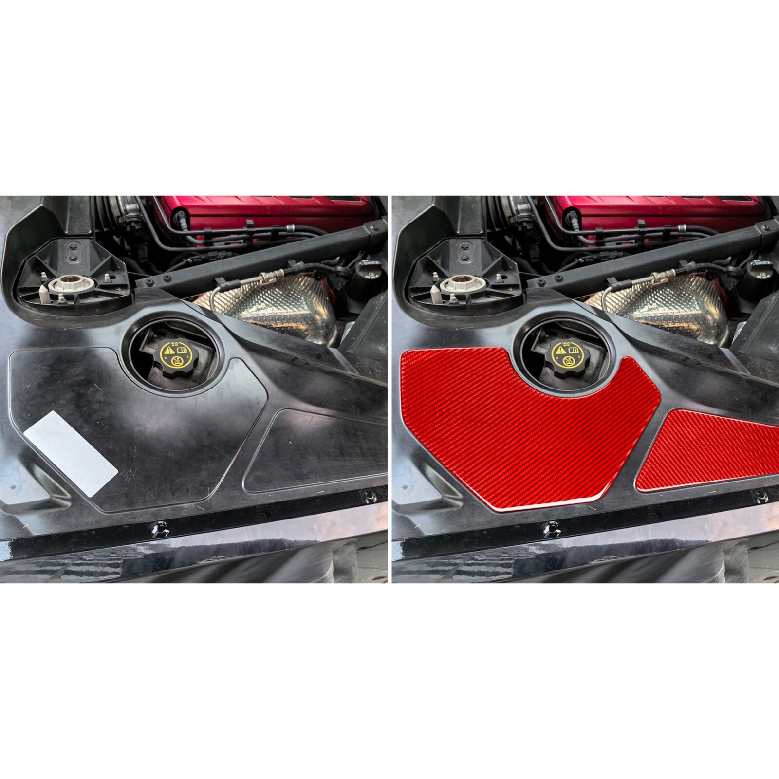 Red Carbon Fiber Engine Compartment Panel Cover For Chevrolet Corvette C8 20-25
