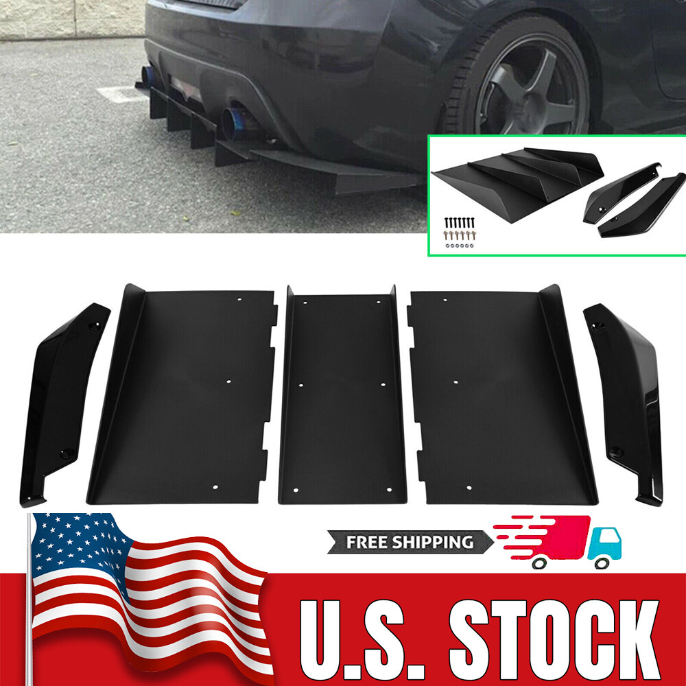 For Subaru WRX STI Rear Diffuser 4Fin Splitter Bumper Lip Spoiler + Rear Spats